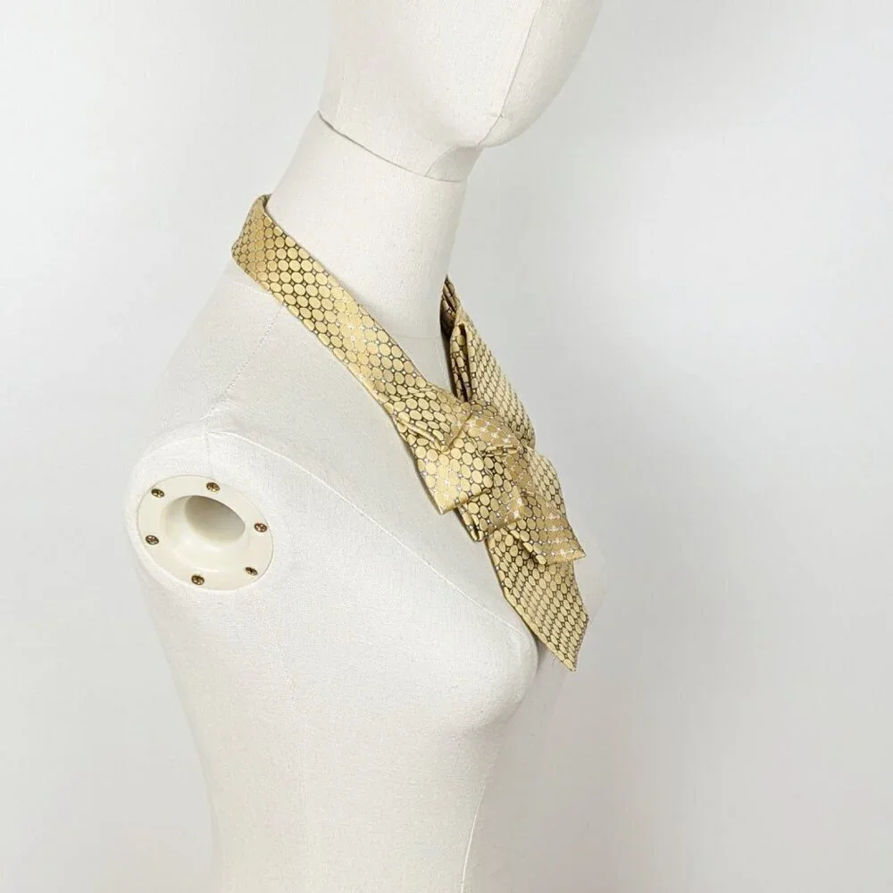 Ogsplosh Ascot Tie - Yellow Polka Dot Silk Scarf - Women's Silk Cravat - NEW